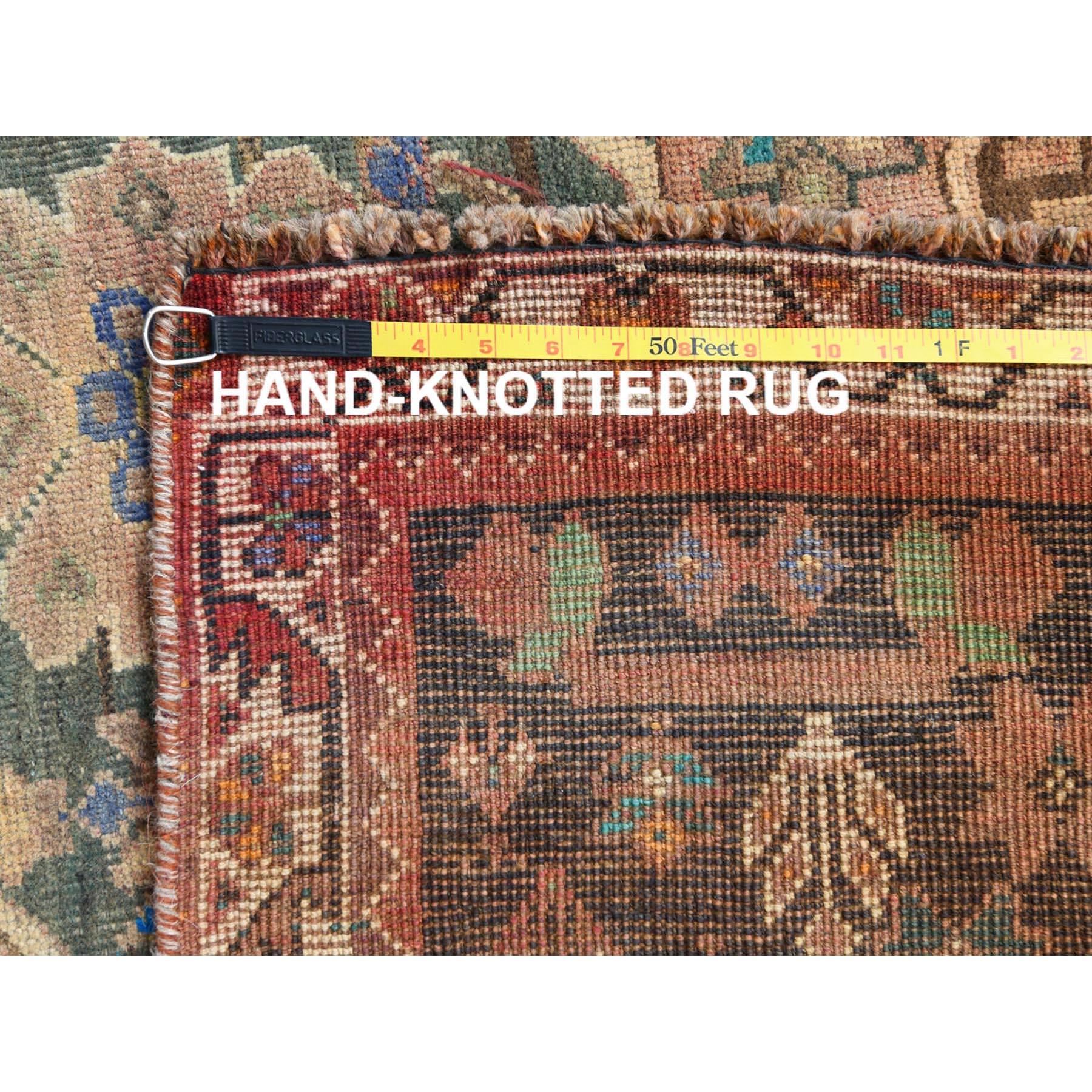 Bohemian Handmade Tan Color Persian Qashqai Old Sheared Low Wool Rug 1