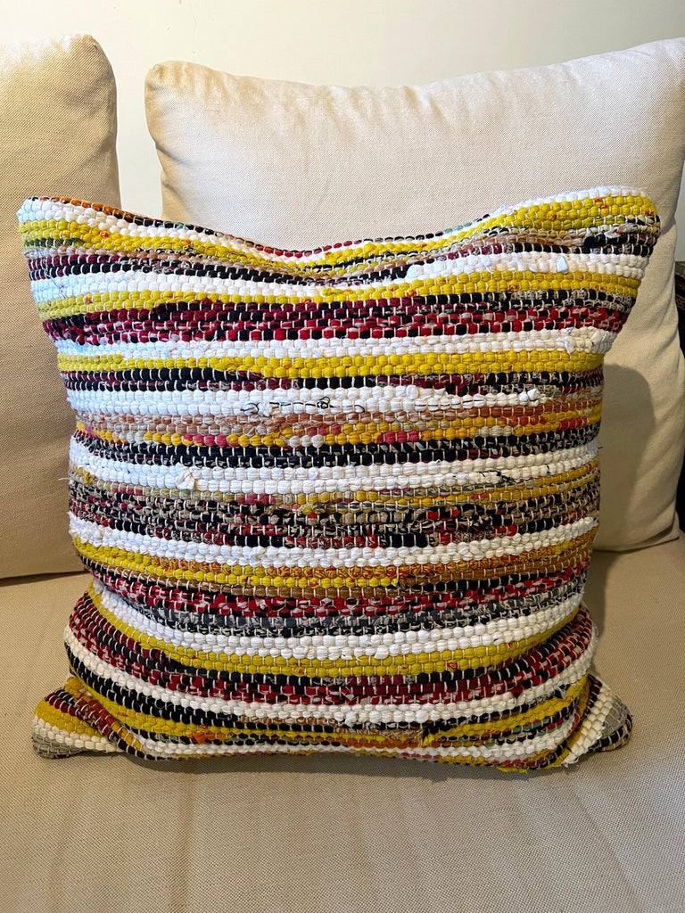 Tribal Bohemian Handwoven Multi-Color Textile Throw Pillow For Sale