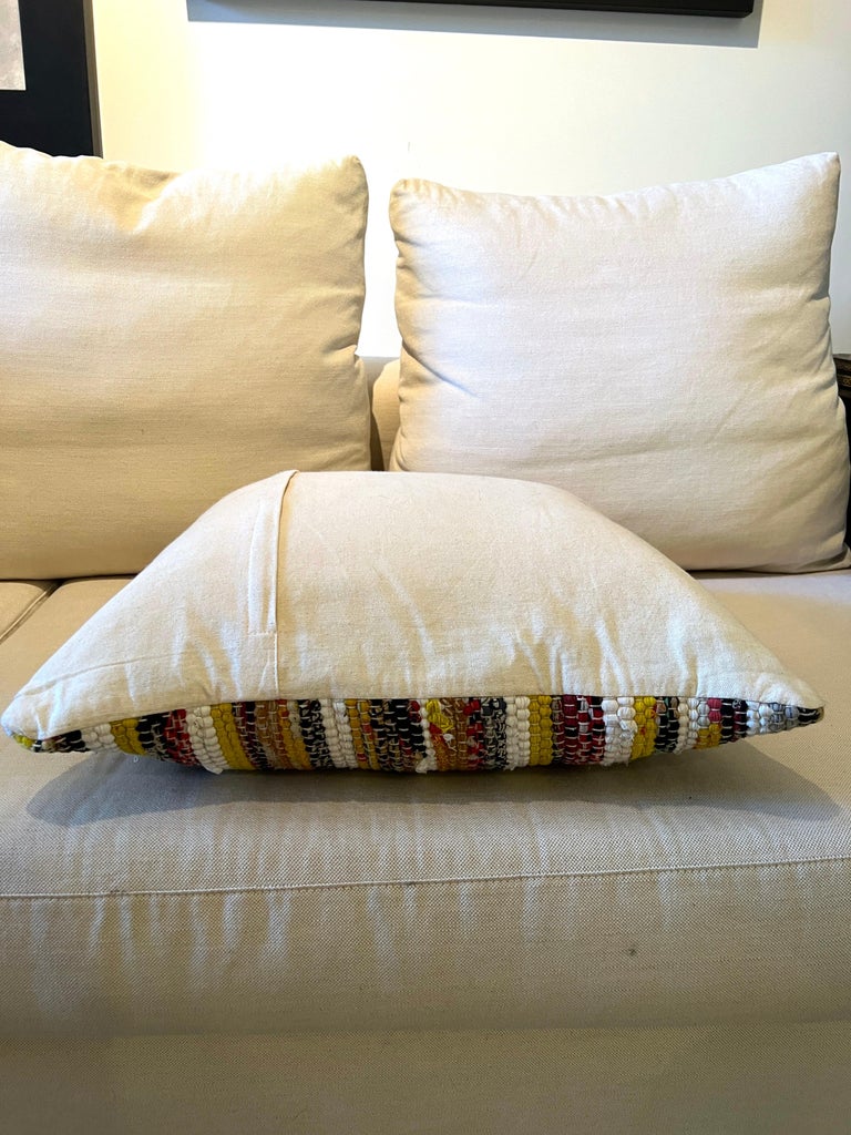 Bohemian Handwoven Multi-Color Textile Throw Pillow For Sale 1