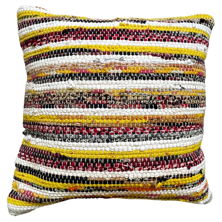 Bohemian Handwoven Multi-Color Textile Throw Pillow For Sale