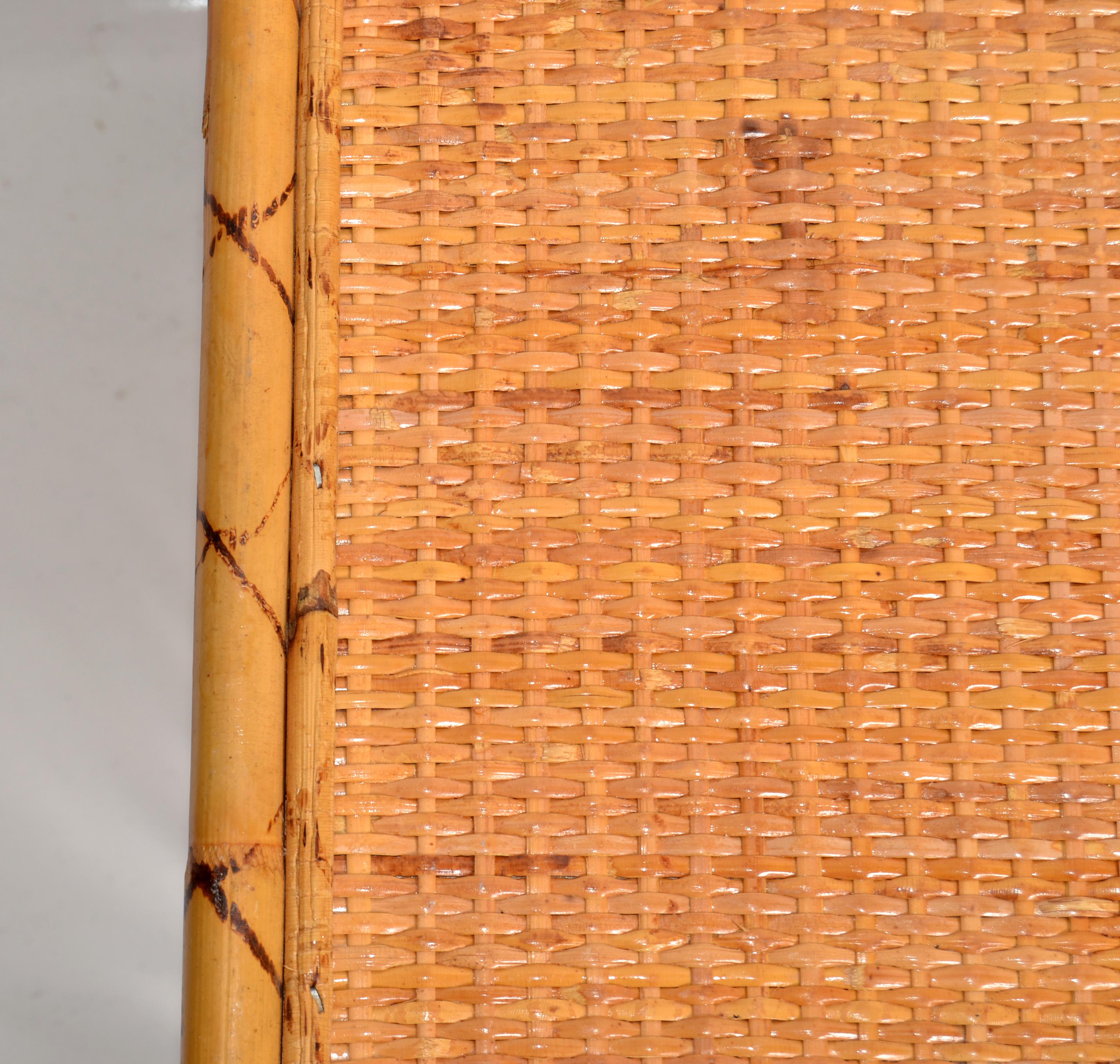 Bohemian Handwoven Reed Caning Bambus Frühstück Bett Tablett Tisch Tasse Buchhalter im Angebot 2