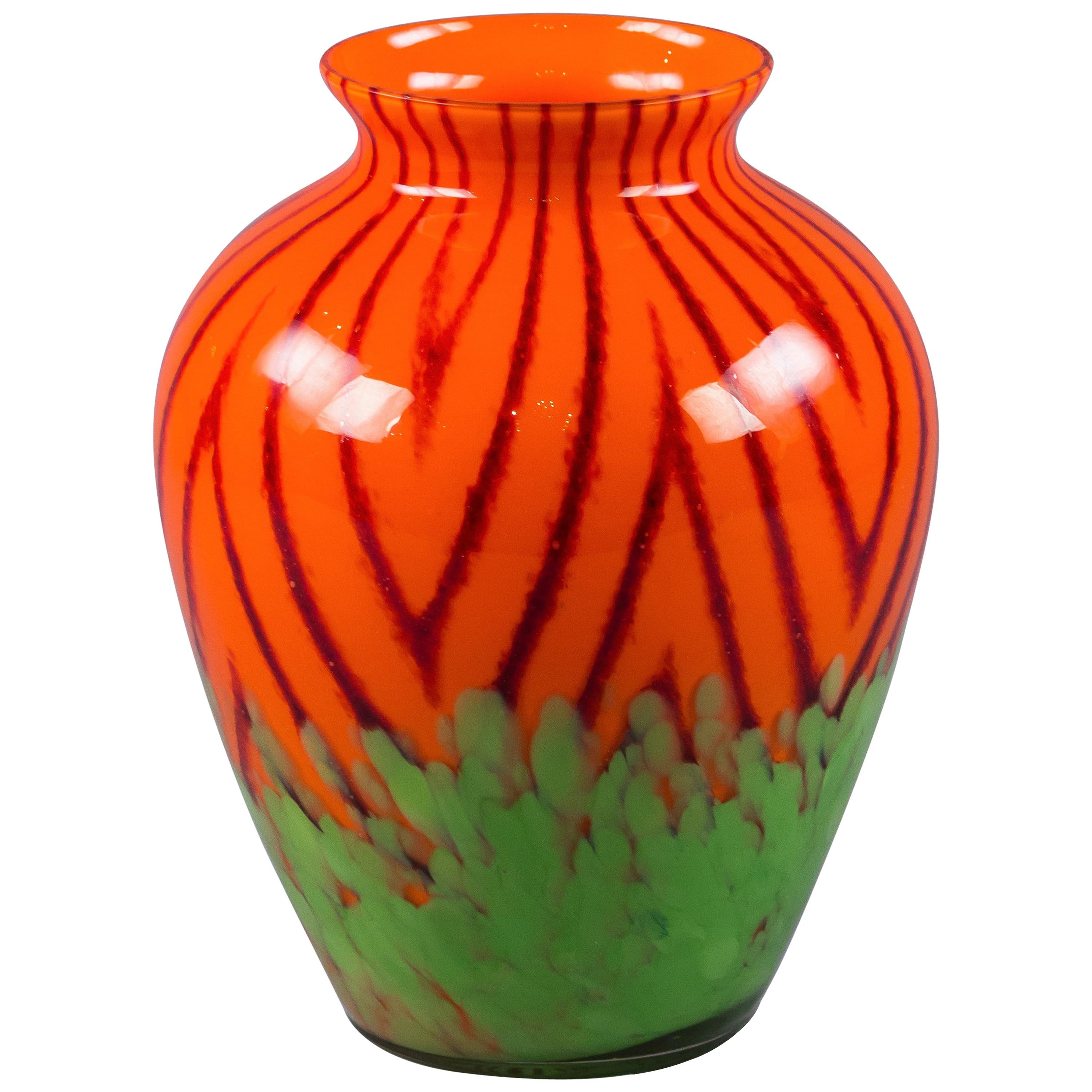 Bohemian Internally Decorated Glass Vase, circa 1930