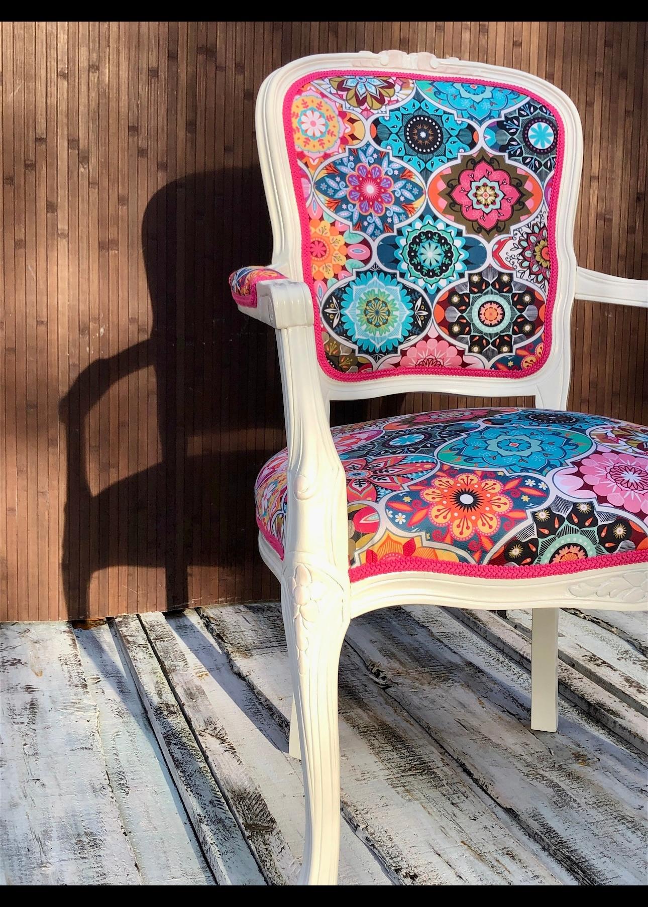 Upholstery Bohemian Kaleidoscope Armchair For Sale