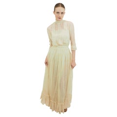 Bohemian Lace Mesh 1970's Ivory Gown