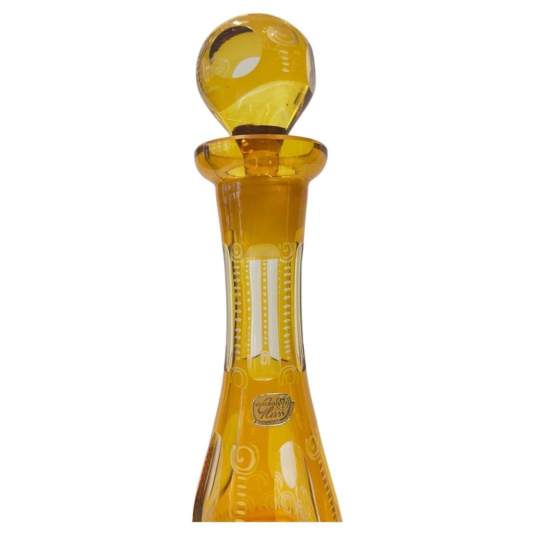 Caraffa e ciotola in cristallo al piombo di Boemia, ambra, 1928 ca. In condizioni buone a Vienna, AT