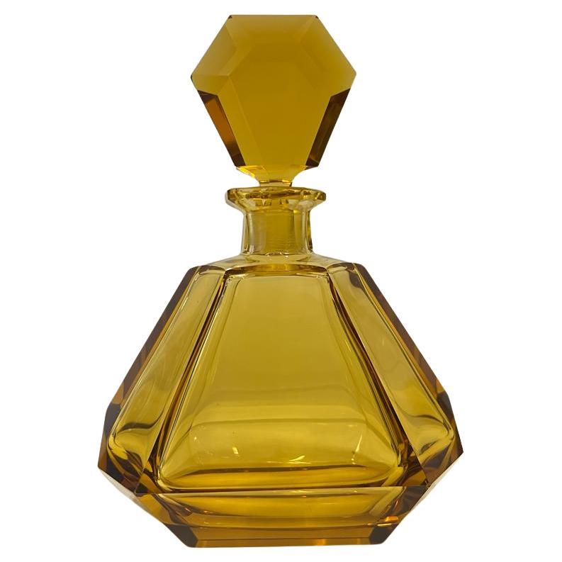 Cristallo Caraffa e ciotola in cristallo al piombo di Boemia, ambra, 1928 ca.
