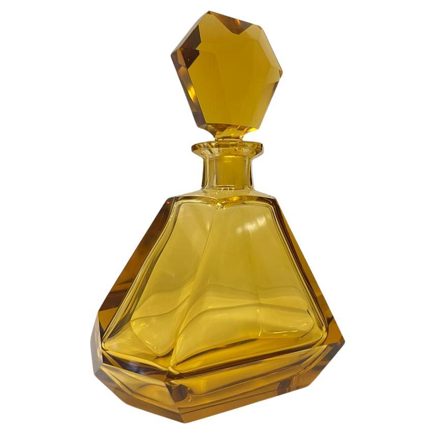 Caraffa e ciotola in cristallo al piombo di Boemia, ambra, 1928 ca. 1