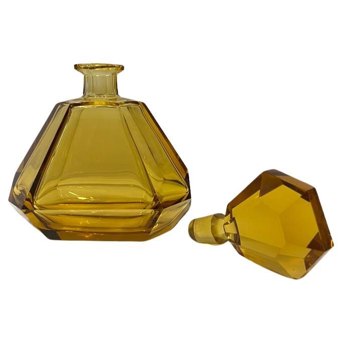 Caraffa e ciotola in cristallo al piombo di Boemia, ambra, 1928 ca. 2