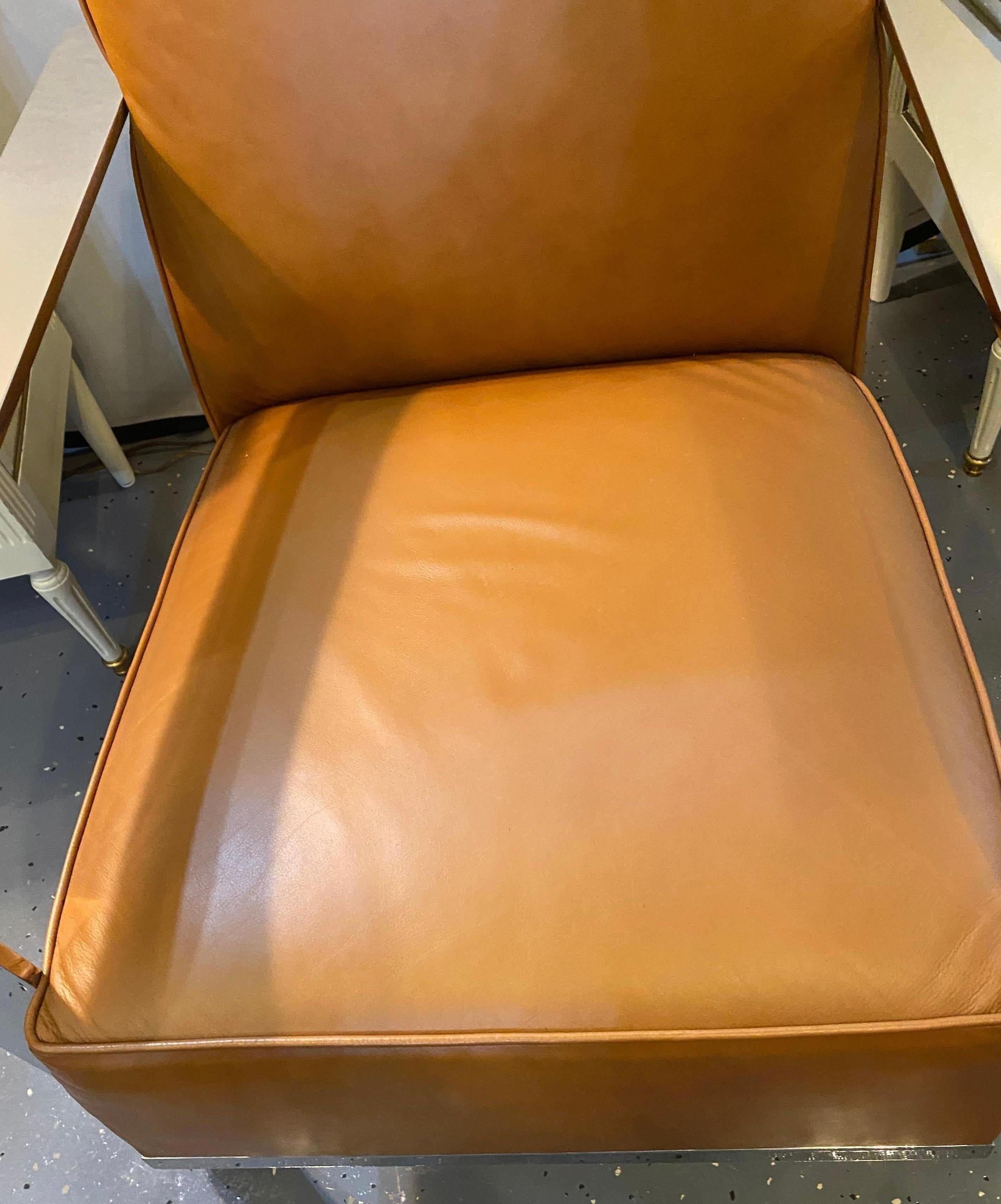 Bohemian Leather Chairs, Chrome and Leather Rockers, a Pair Labeled Ralph Lauren 3