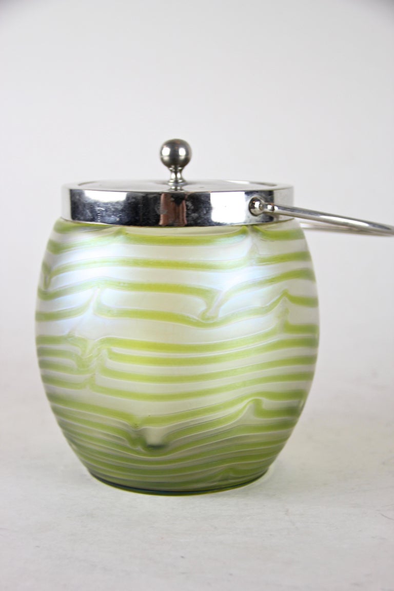 Bohemian Lidded Glass Jar by Palme Koenig Iridescent, Czech Republic