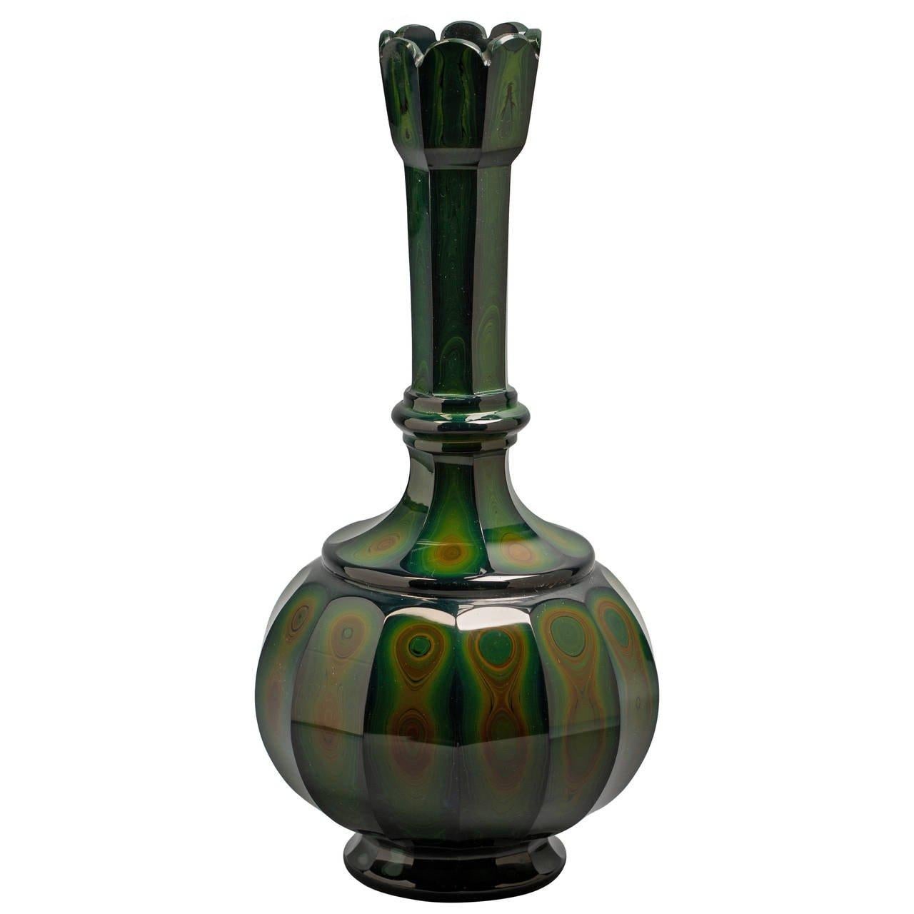 19th Century Bohemian Lithyalin Glass Vase, circa 1840 For Sale