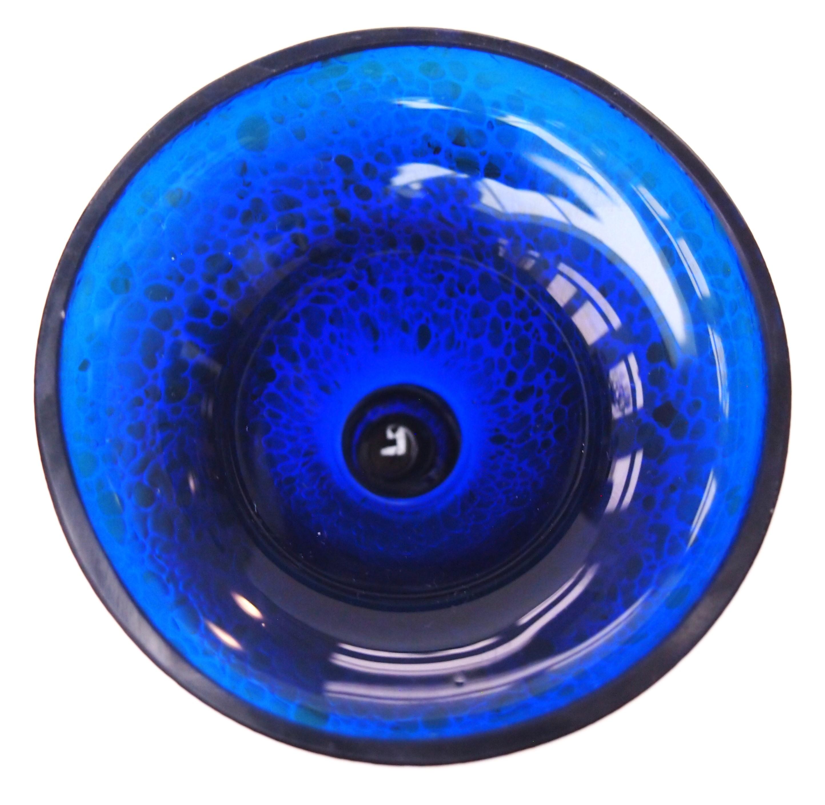 Bohemian Loetz Art Deco Cobalt Papillon Footed Glass Vase c1920 For Sale 1