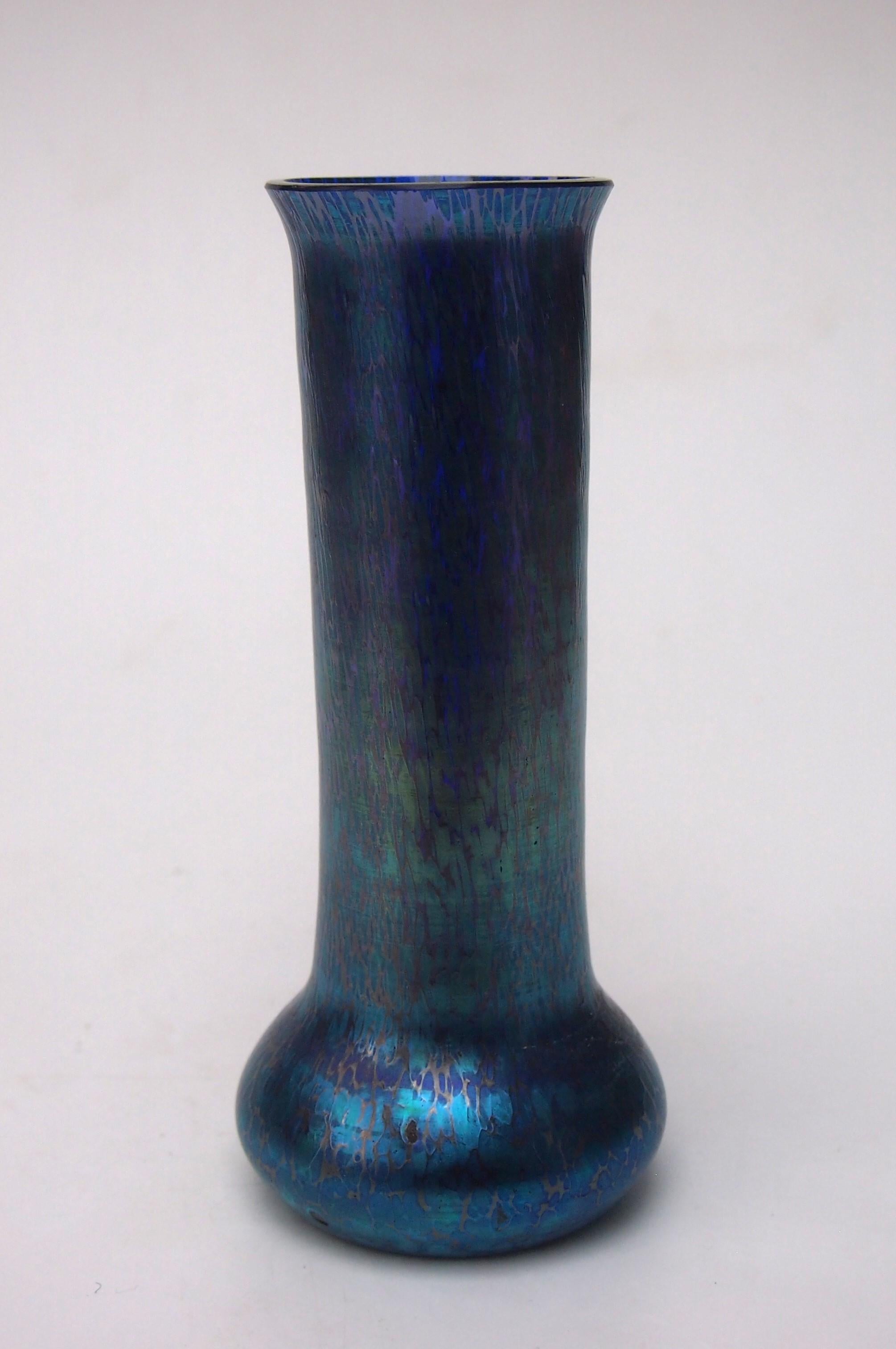 Bohemian Loetz Art Nouveau Cobalt Papillon Glass Vase c1898 In Good Condition In Worcester Park, GB