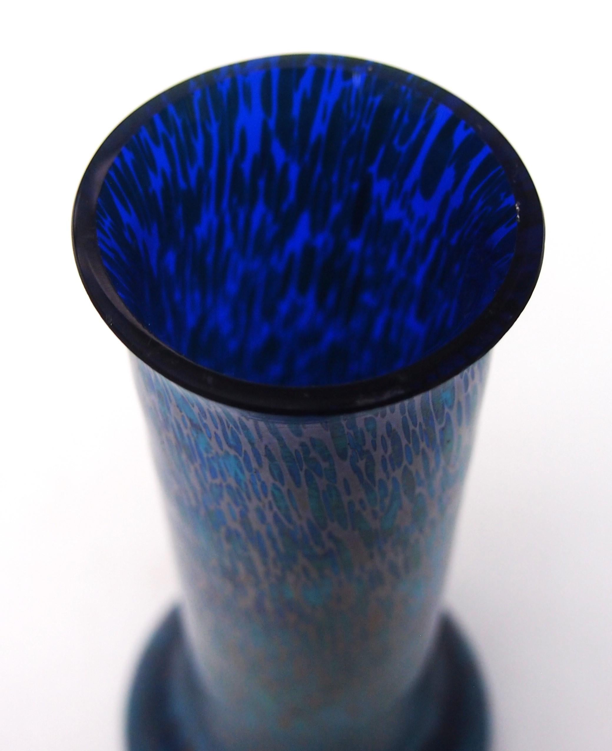 Late 19th Century Bohemian Loetz Art Nouveau Cobalt Papillon Glass Vase c1898