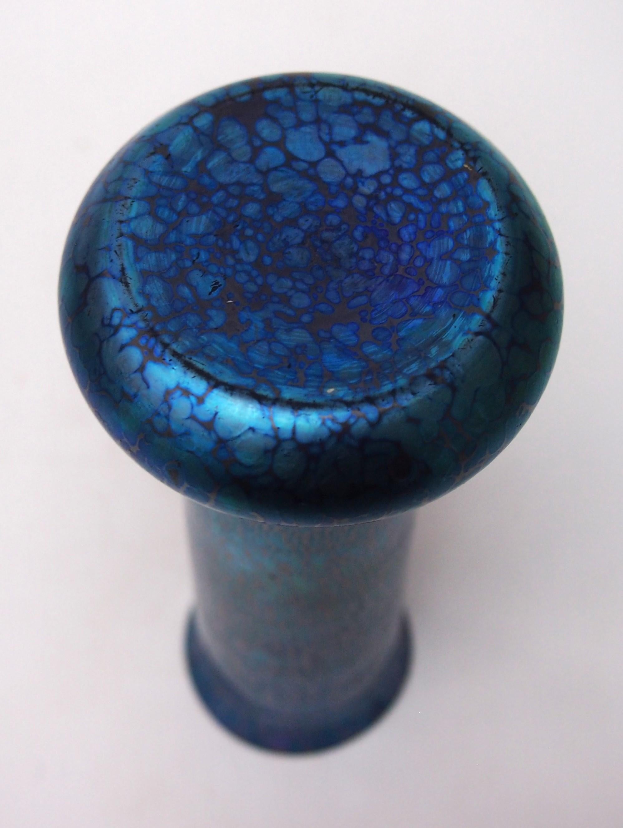 Bohemian Loetz Art Nouveau Cobalt Papillon Glass Vase c1898 1