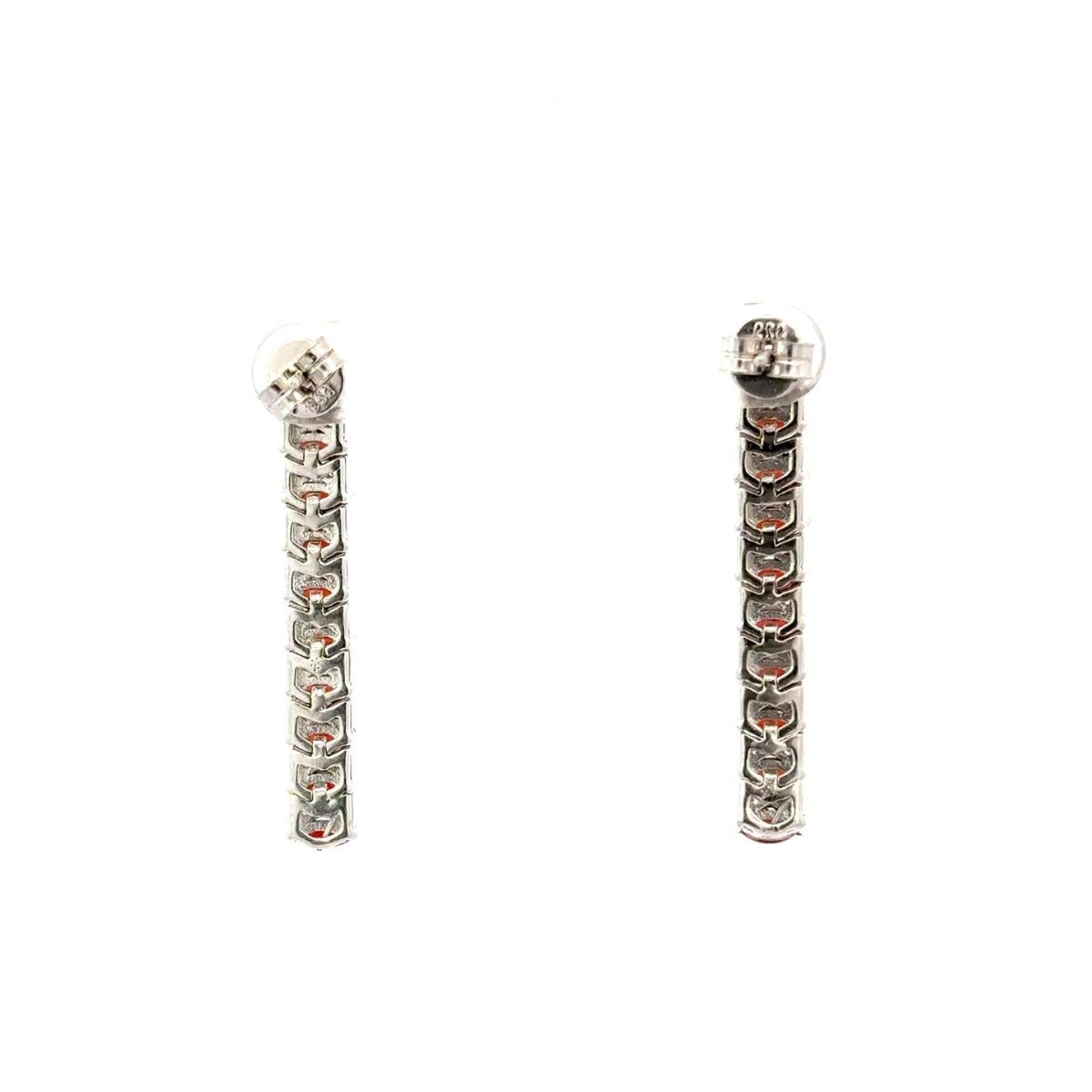 Bohemian Long Garnet Linear Dangle Earrings Made in 925 Solid Silver for Women For Sale 4