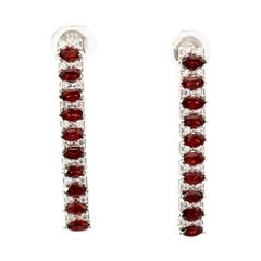 Böhmische lange Garnet-Ohrhänger Linear aus 925 massivem Silber für Mutter