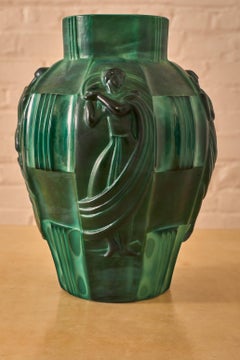 Bohemian Malachite Glass Vase