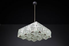 Bohemian Mid-Century Modern Glass & Chrome Chandelier, Czechoslovakia, 1970s