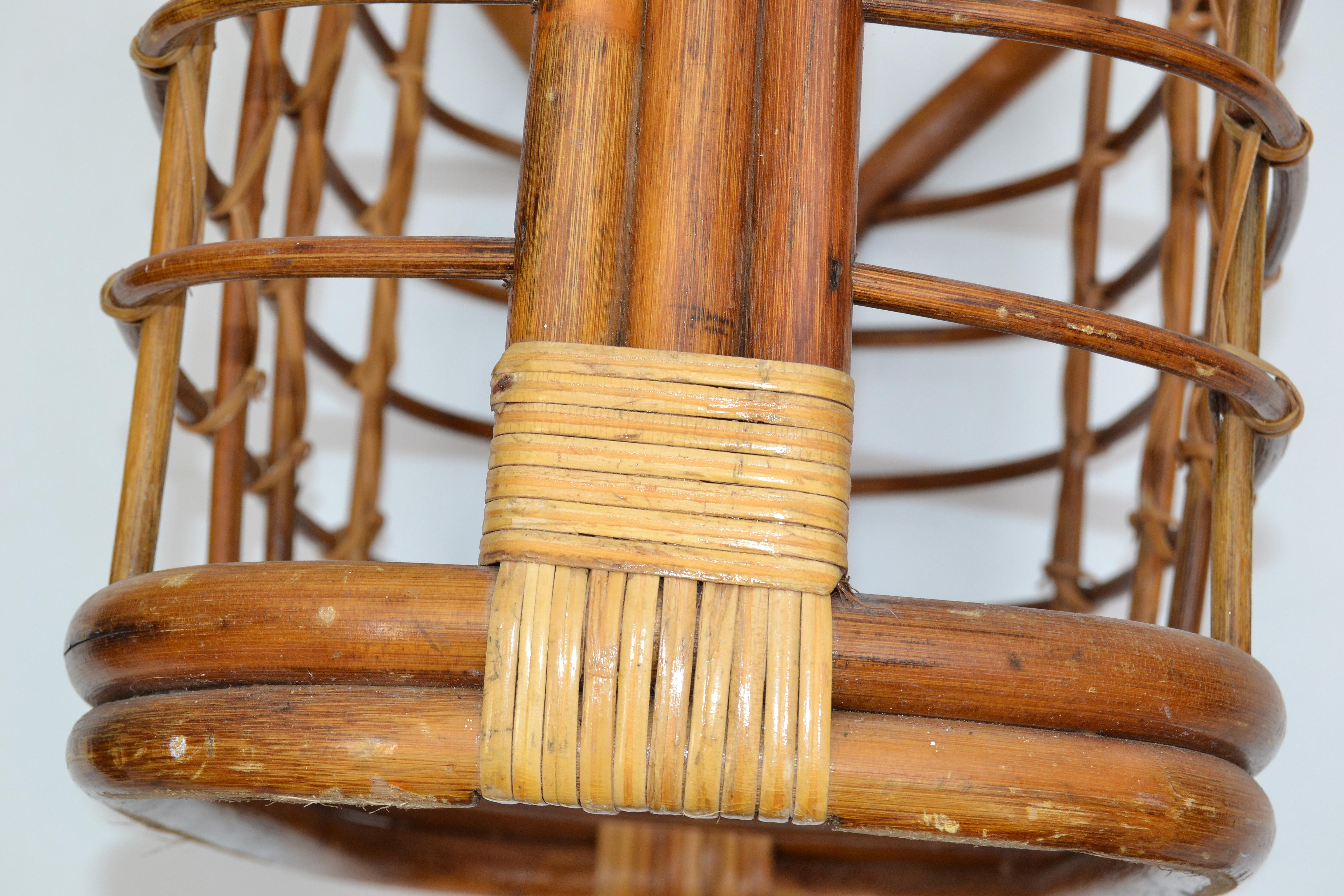 Bohemian Mid-Century Modern Handcrafted Bamboo & Cane Magazine Rack American 2