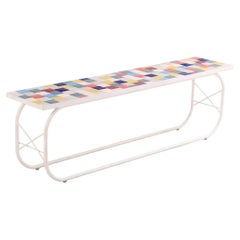 Bohemian Modern Ceramic Tile Sofa or Media Table, Late 20th C.