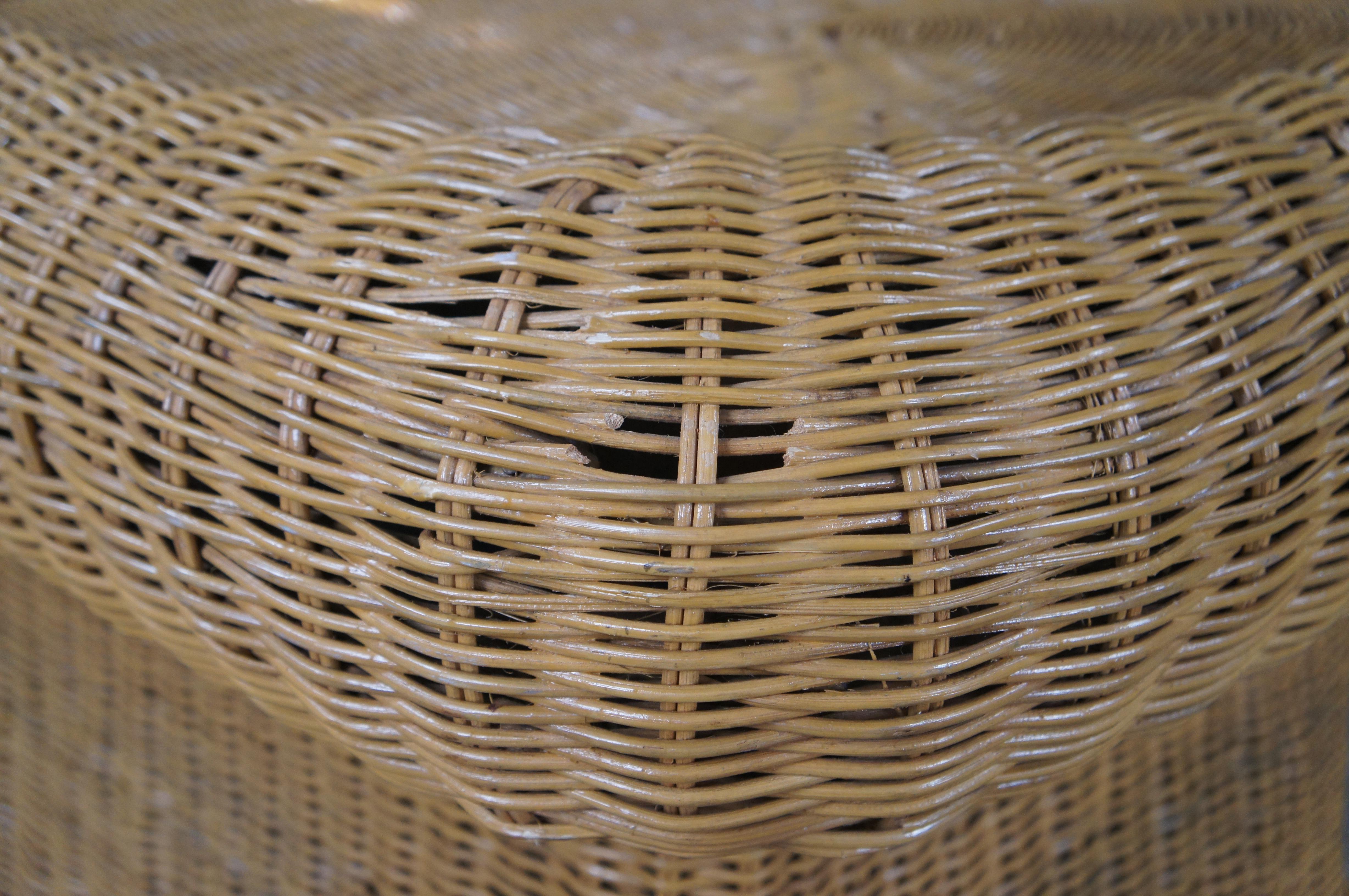 Table basse en osier tressé, rotin, bambou, table à café, ottoman 47