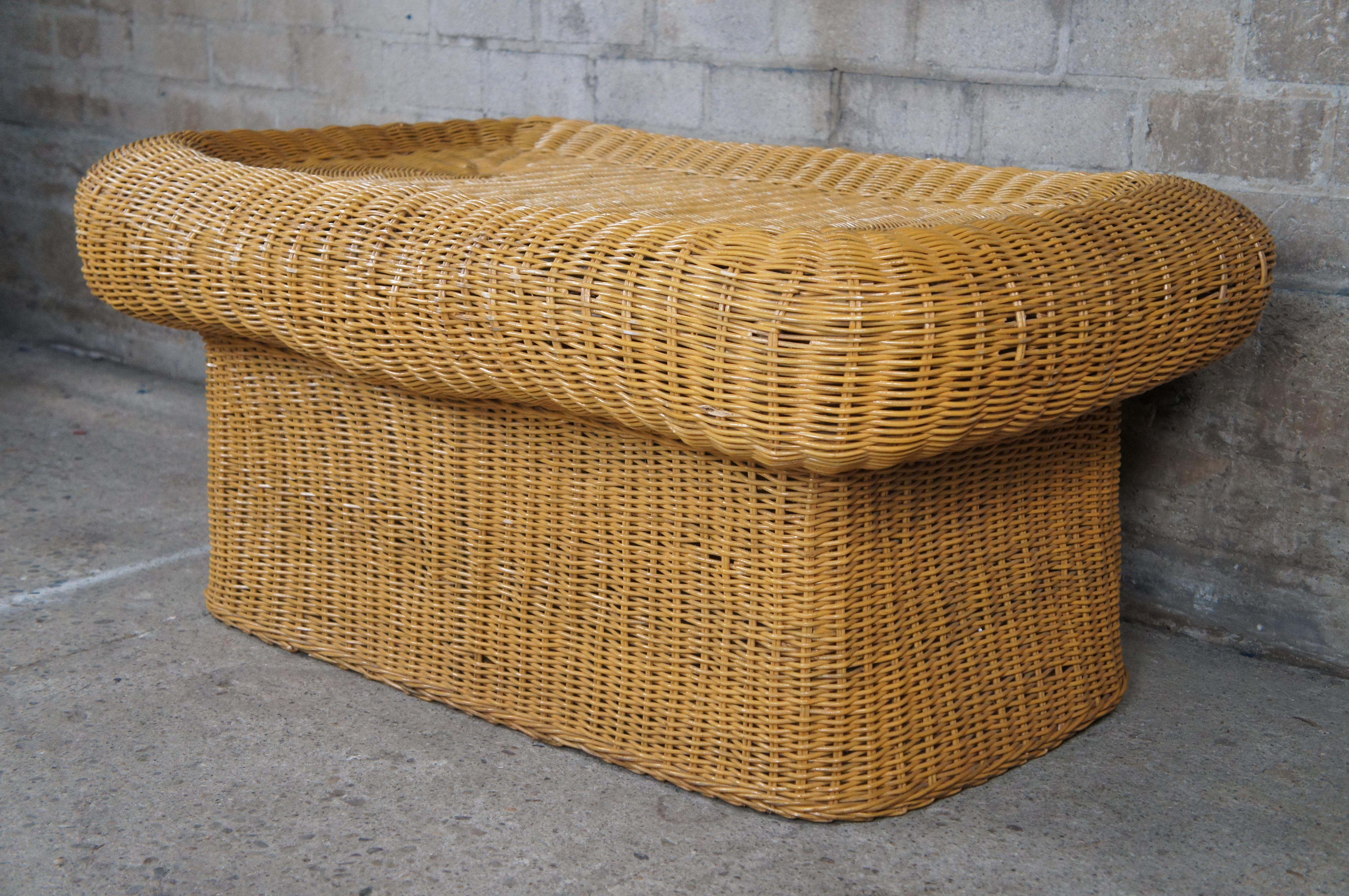 Table basse en osier tressé, rotin, bambou, table à café, ottoman 47