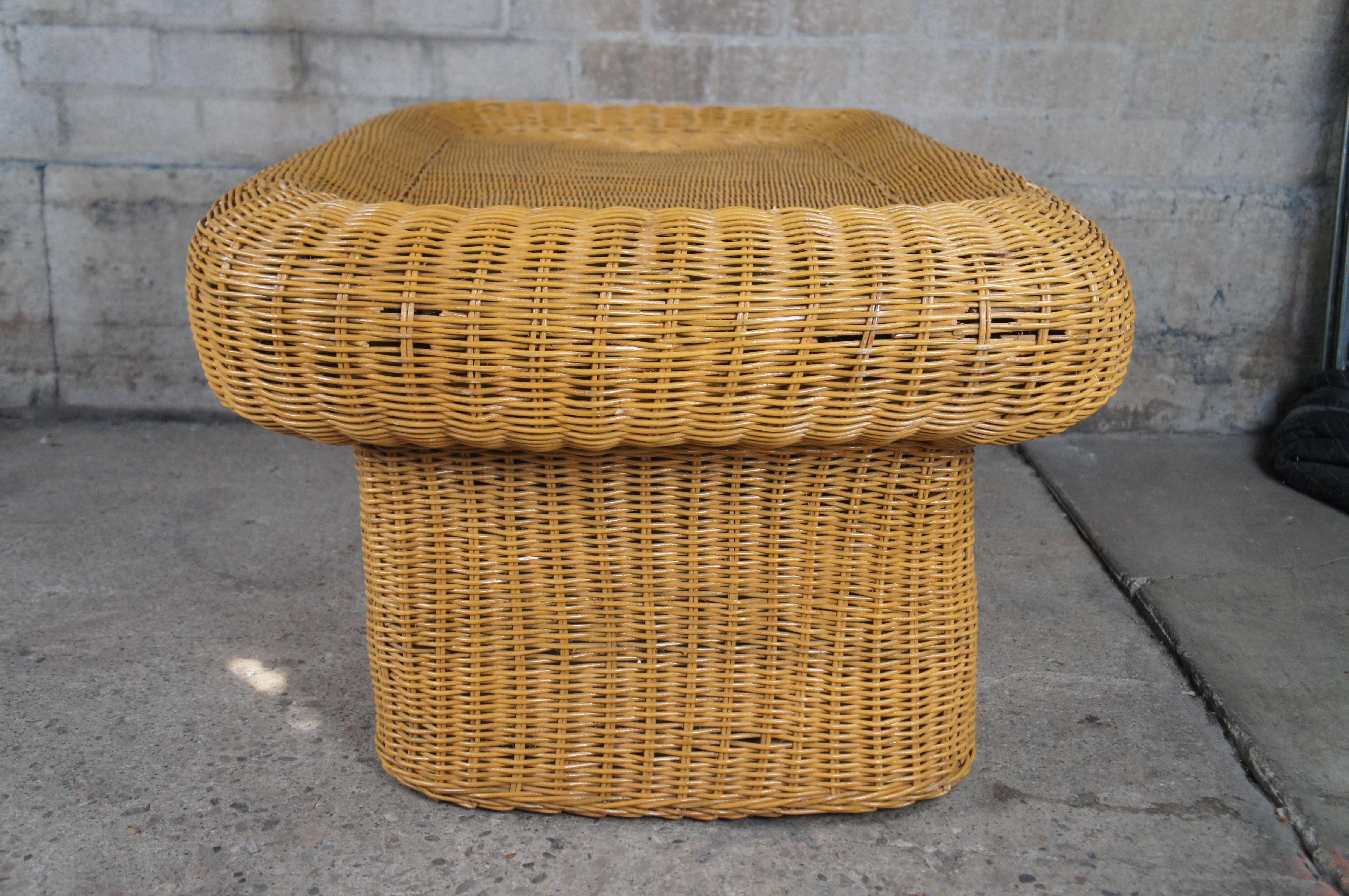 Bambou Table basse en osier tressé, rotin, bambou, table à café, ottoman 47