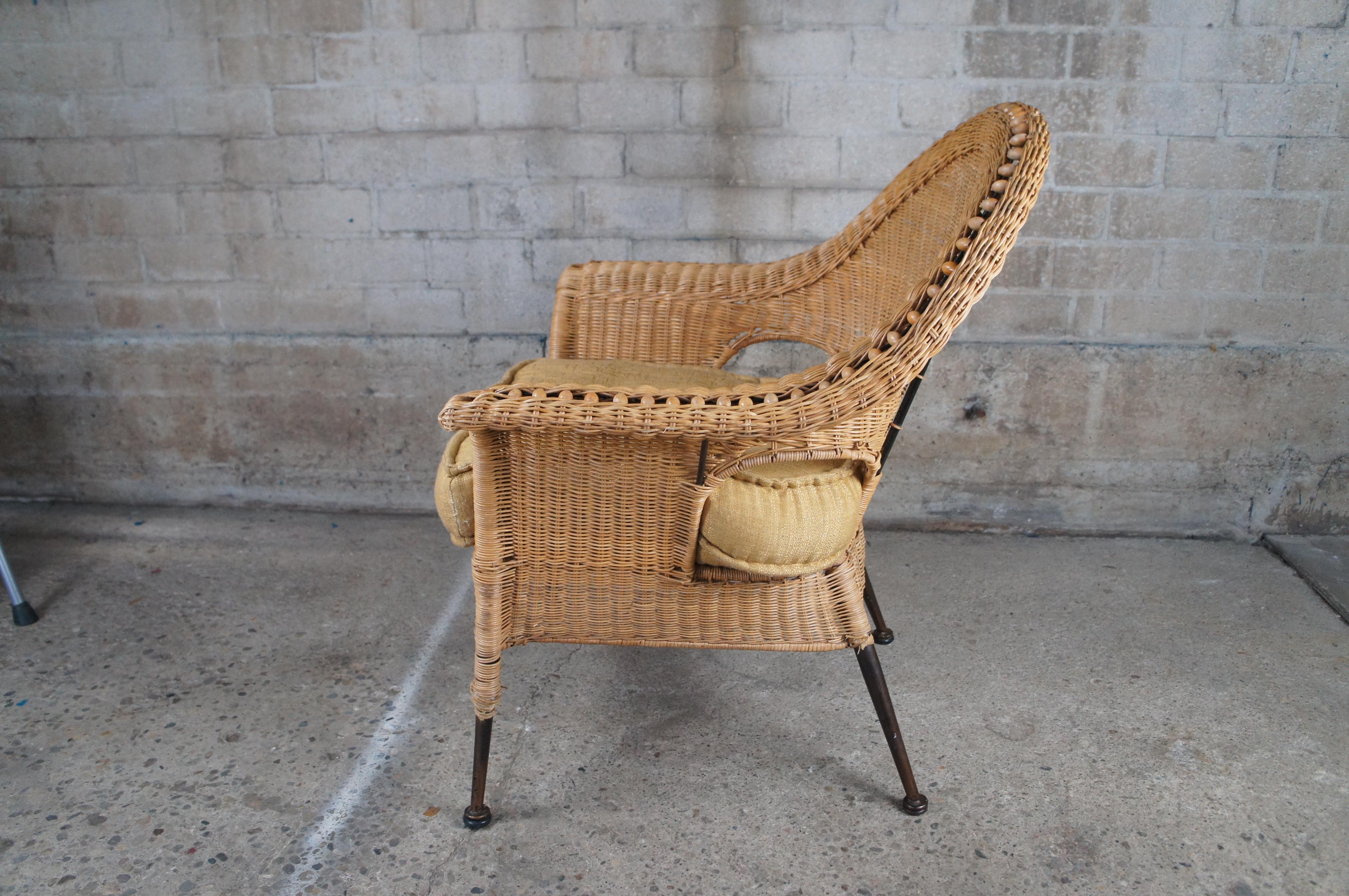 Bohemian Moderner Loungesessel aus gewebtem Korbweide-Rattan mit Fächerrückenlehne Boho Chic im Angebot 4