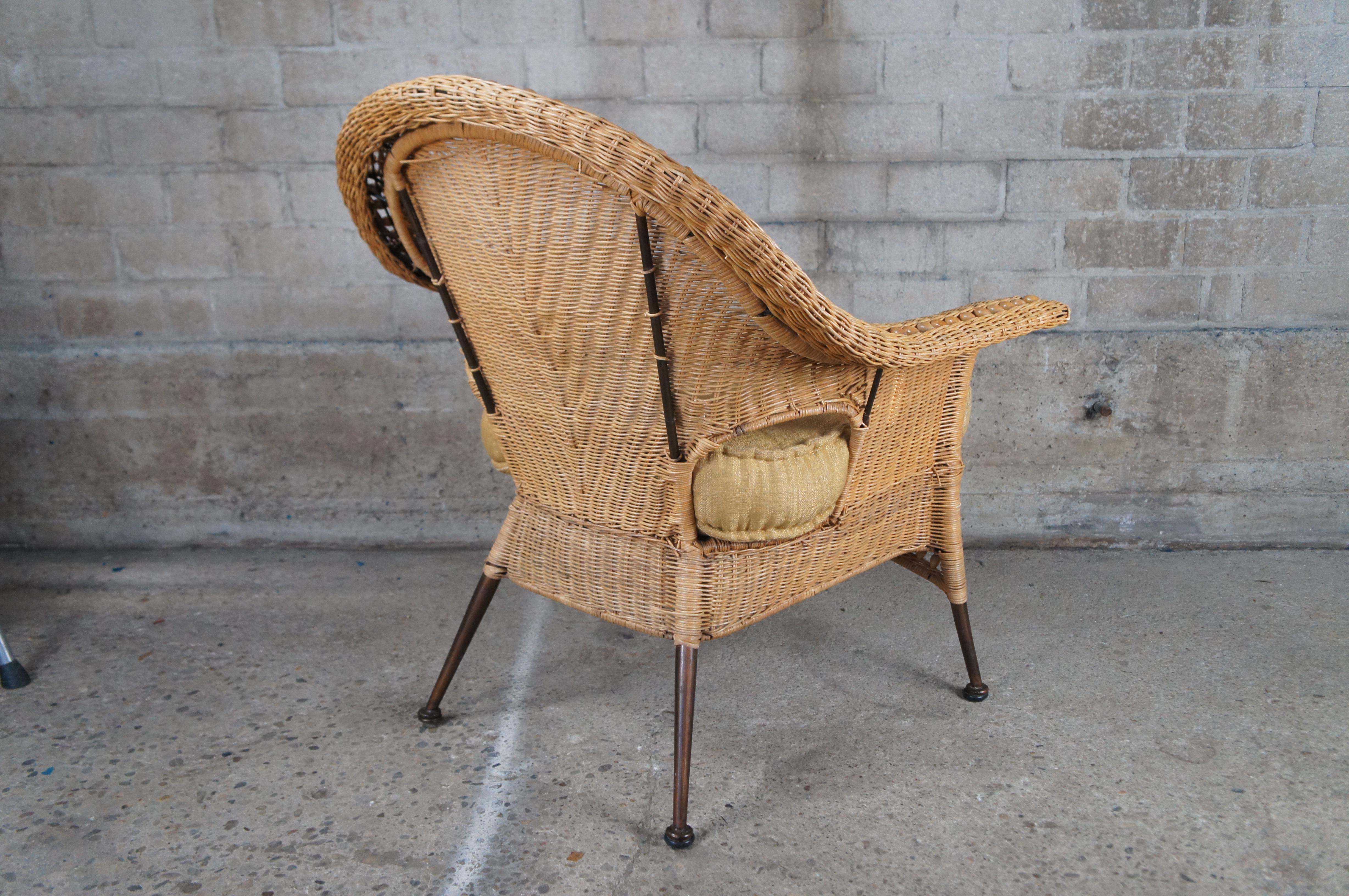 Bohemian Moderner Loungesessel aus gewebtem Korbweide-Rattan mit Fächerrückenlehne Boho Chic im Angebot 1