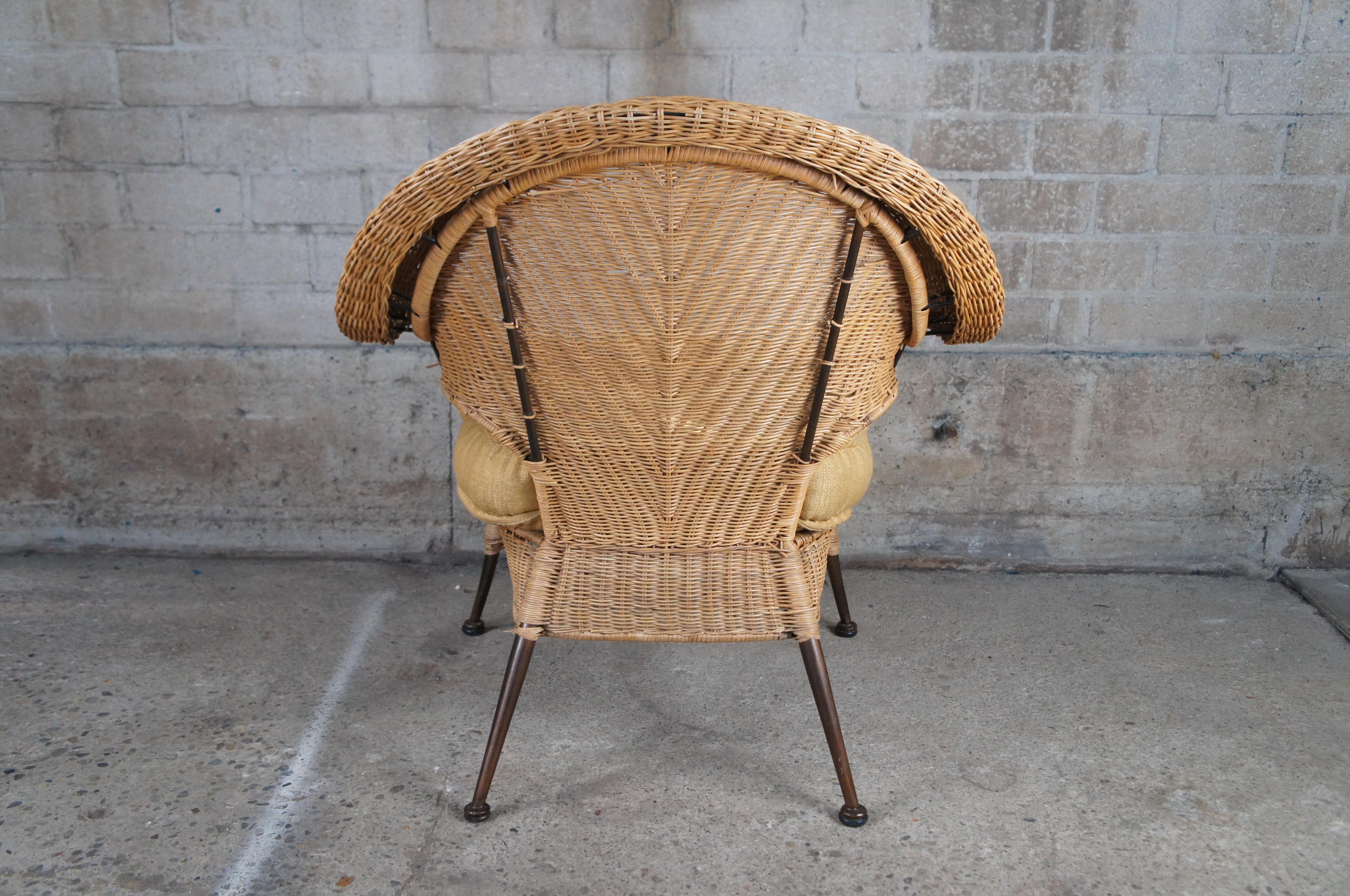 Bohemian Moderner Loungesessel aus gewebtem Korbweide-Rattan mit Fächerrückenlehne Boho Chic im Angebot 2