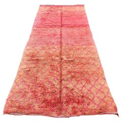 Vintage Bohemian Moroccan Berber Rug Boujag, Handmade Knotted Wool