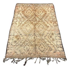 Vintage Bohemian Moroccan Berber Rug Boujag, Handmade Knotted Wool