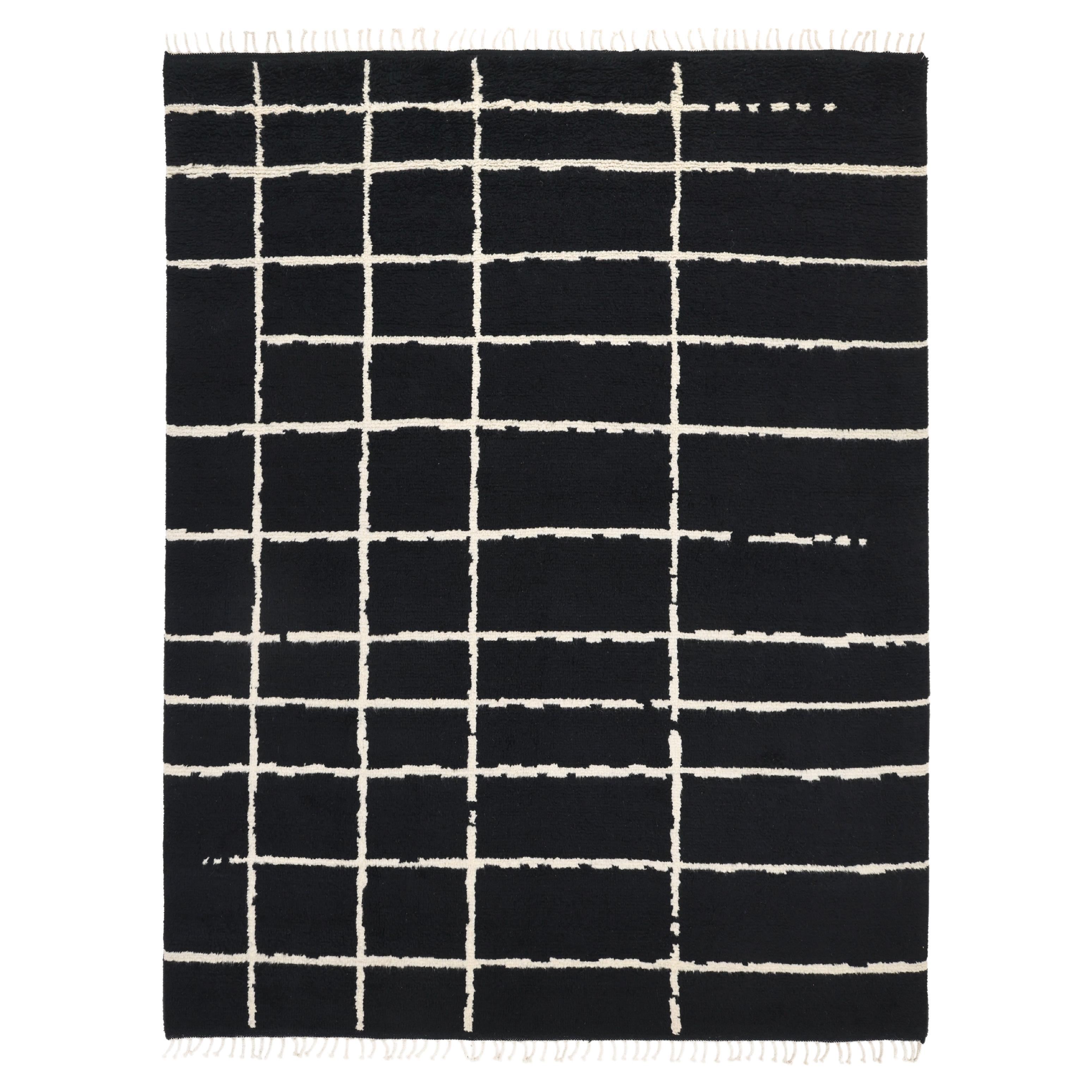 Bohemian Moroccan Hand Made Black Area Rug 3' 0" x 5' 0"