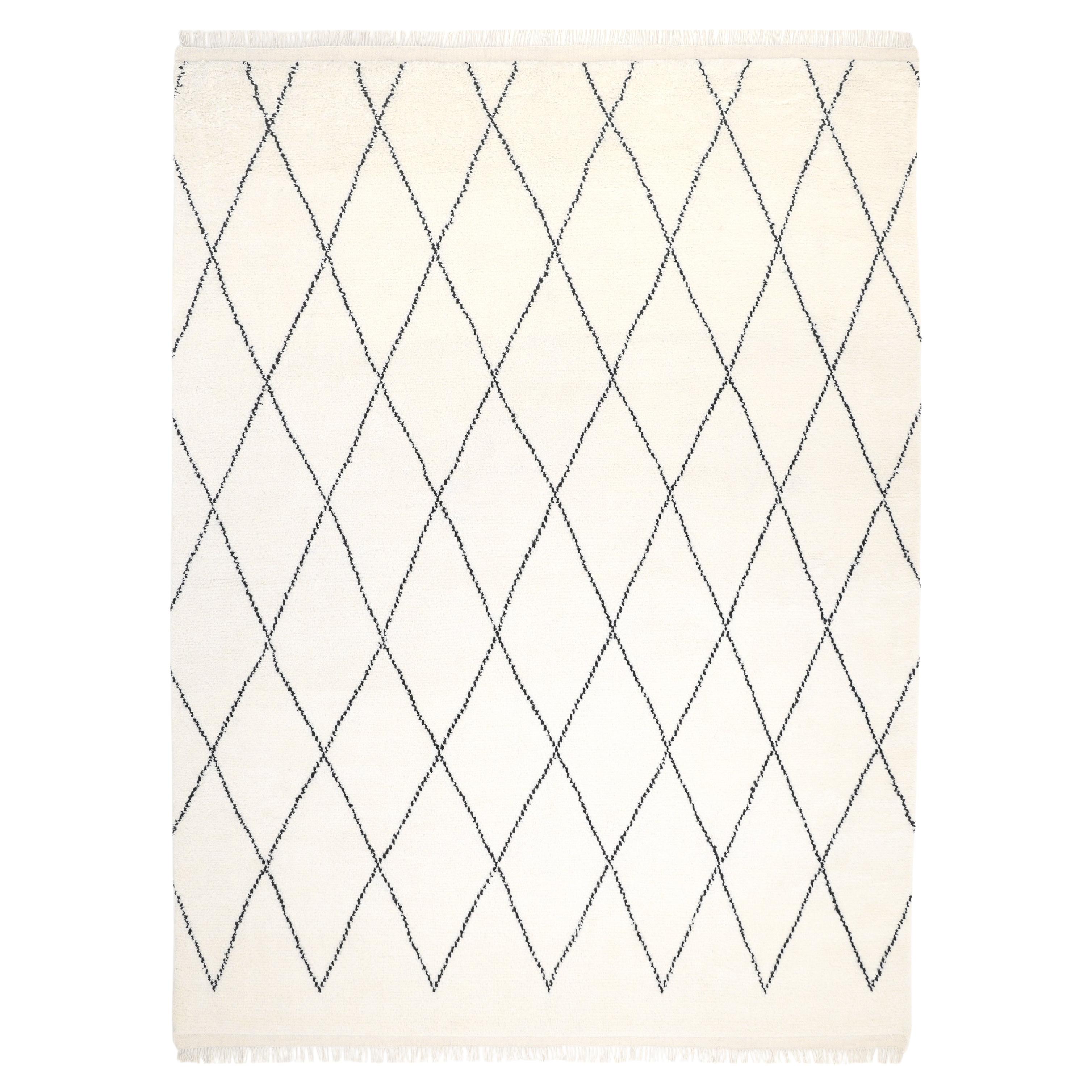 Bohemian Moroccan Style Hand Made Ivory Area Rug 5' 0" x 8' 0"