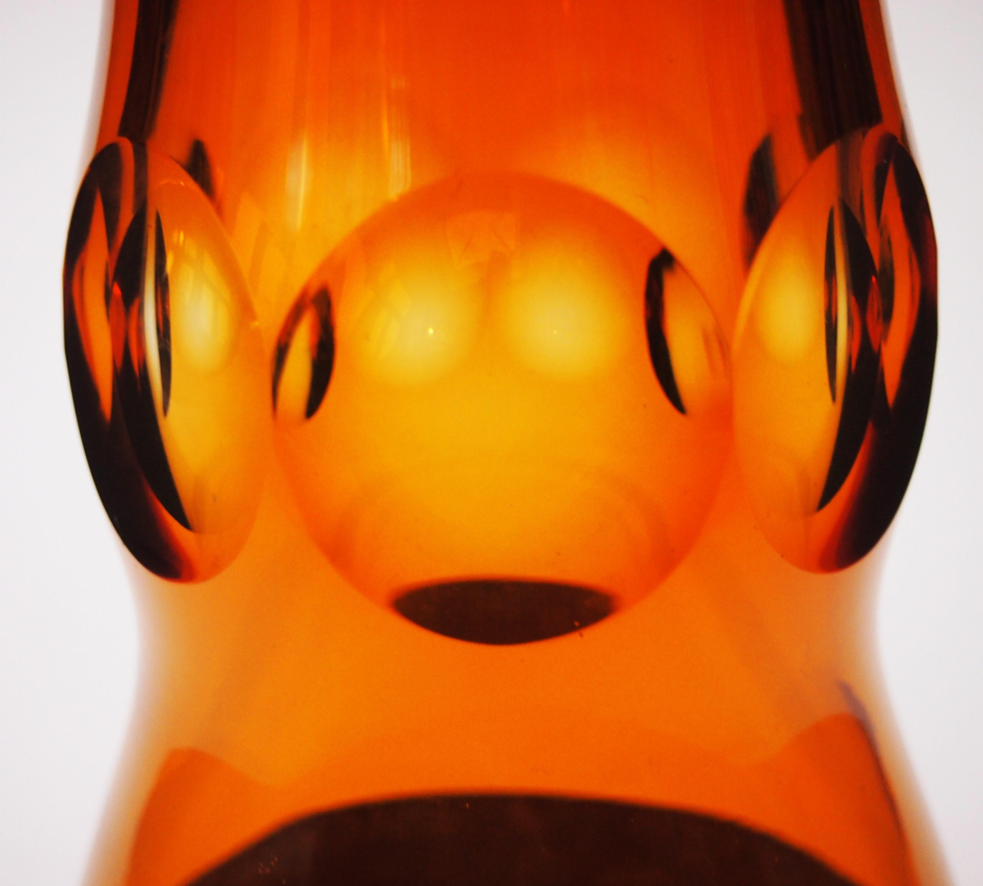 Böhmische Moser Art Deco Oroplastic Honey Bernsteinglas Vase, 1920 im Angebot 1