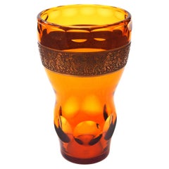 Vase en verre ambré au miel de Moser Art déco, 1920