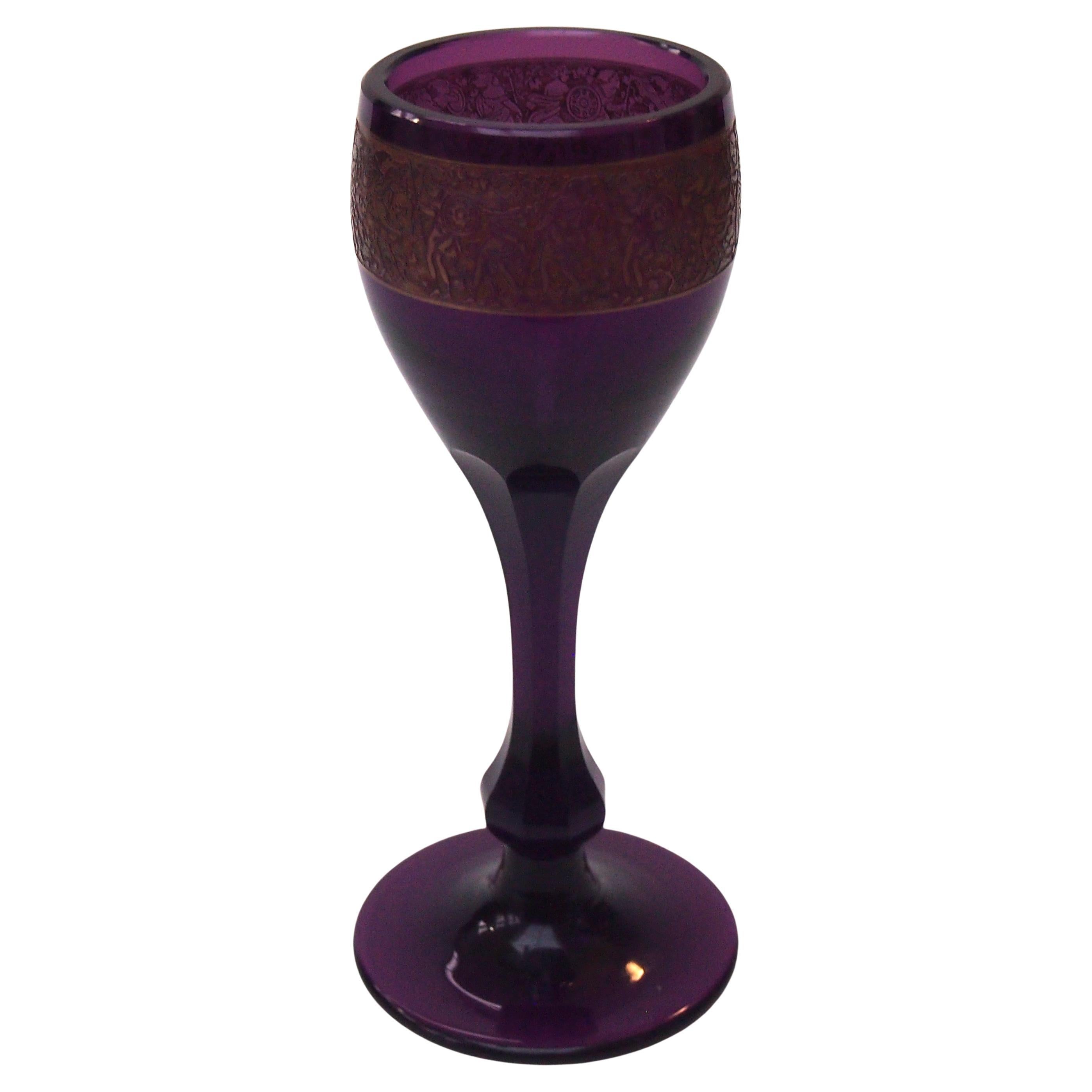 Bohemian Moser Art Deco Oroplastic Purple Glass Vase, 1920
