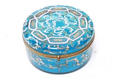 Bohemian Moser Style Enameled Glass Vanity Box