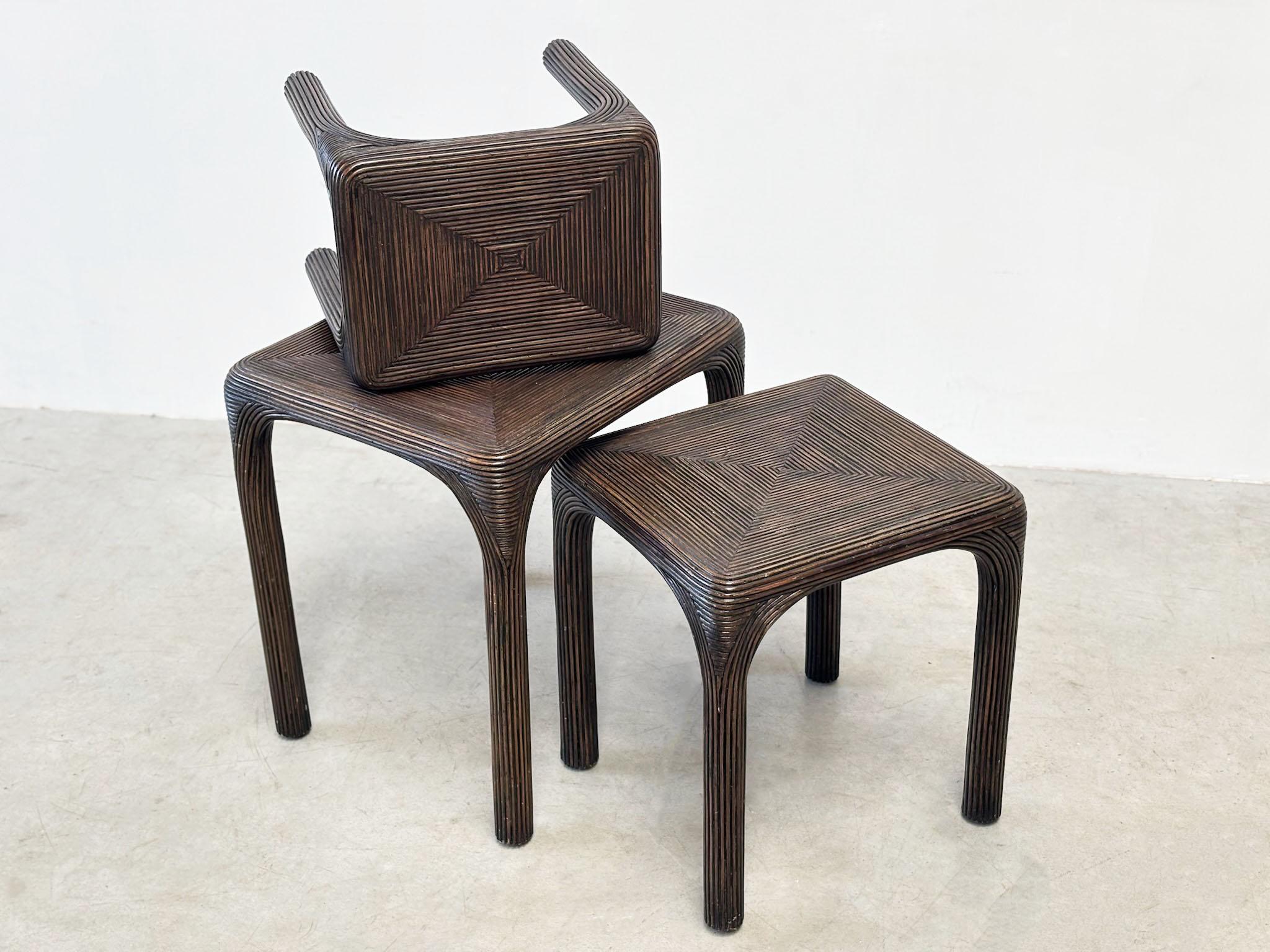 Bambou Tables gigognes de Bohème en vente