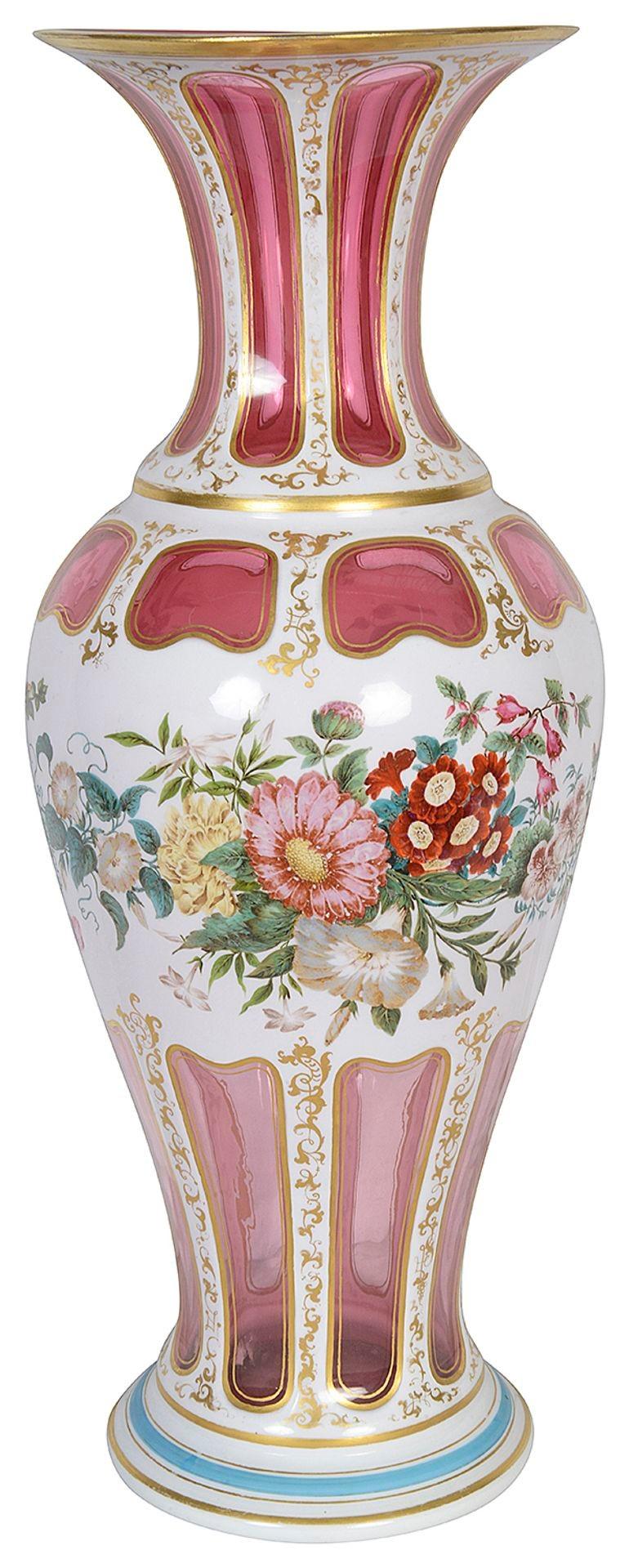 Czech Bohemian Opaline glass vase, circa 1880. For Sale