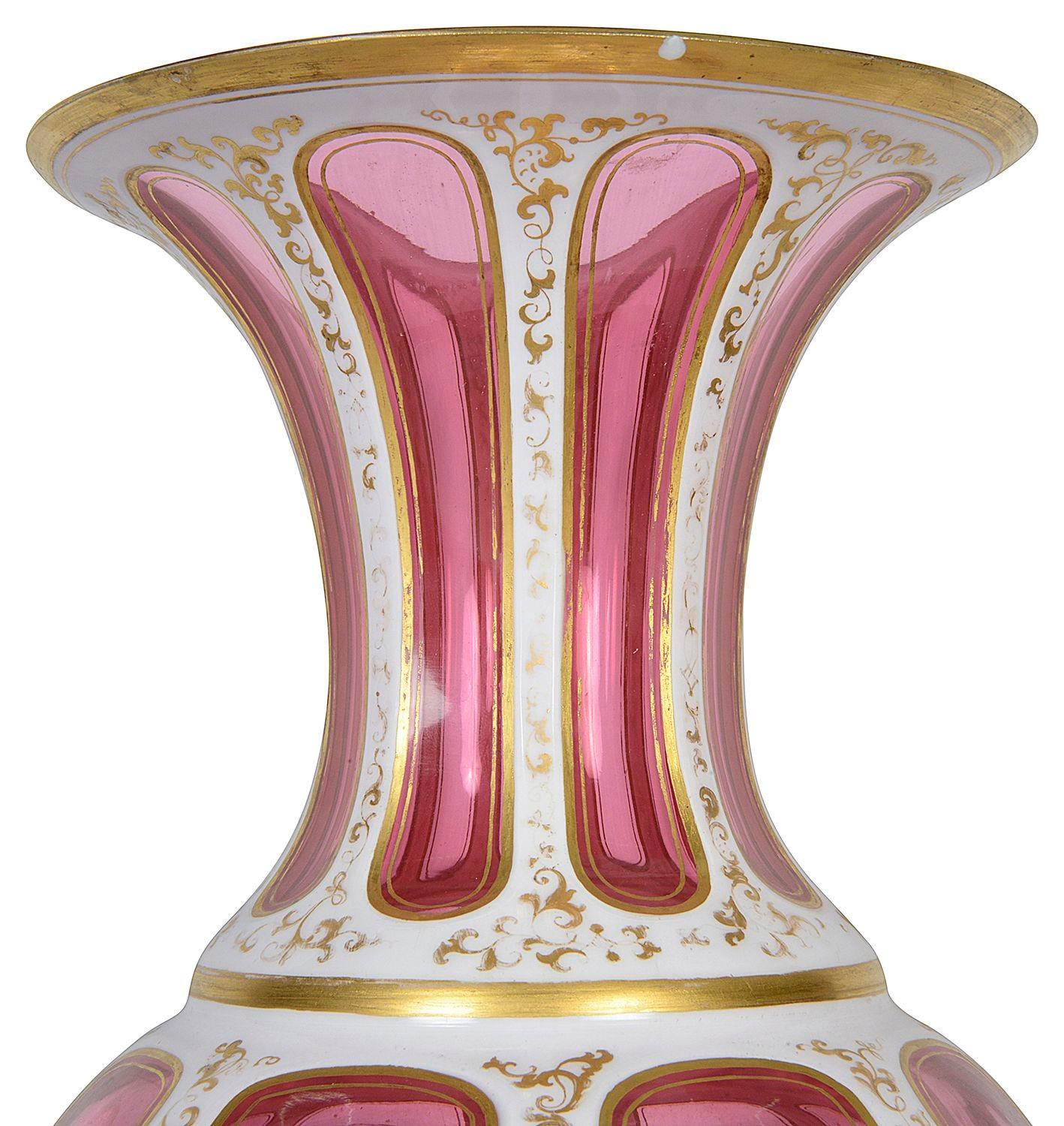Bohemian Opaline glass vase, circa 1880. In Good Condition For Sale In Brighton, Sussex