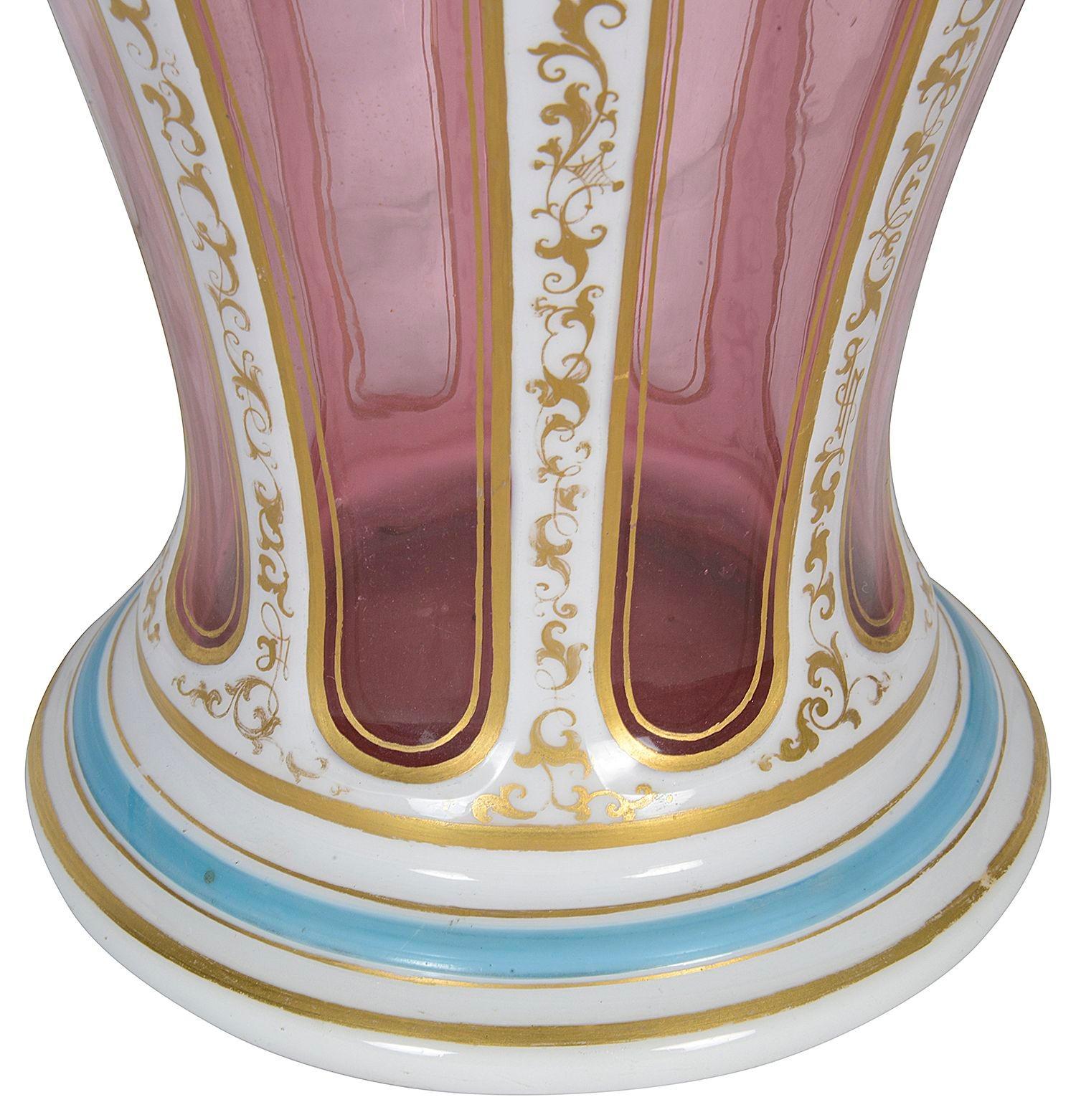 19th Century Bohemian Opaline glass vase, circa 1880. For Sale