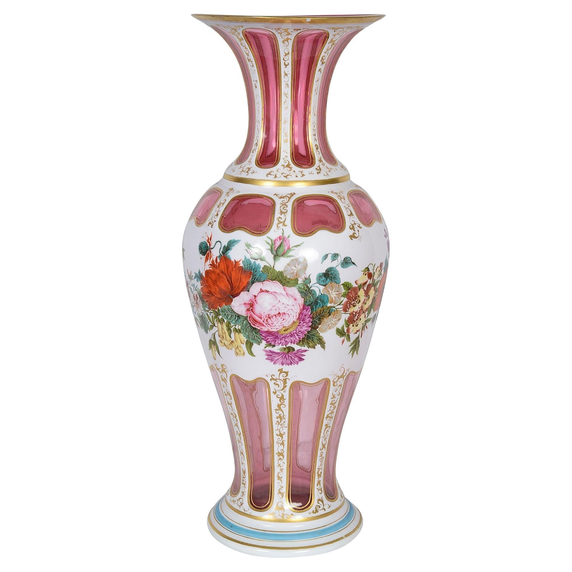 Bohemian Opaline glass vase, circa 1880. For Sale