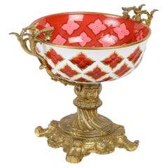 Bohemian Opaline Overlay and Gilt Bronze Bowl, 19th Century.