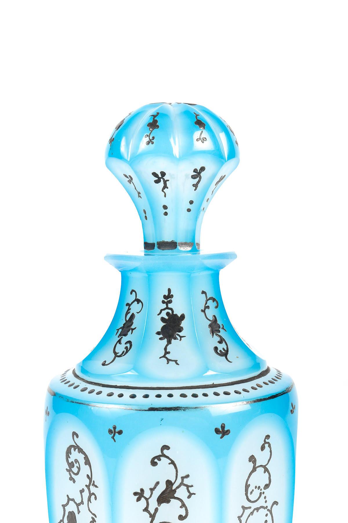 Napoleon III Bohemian Opaline Perfume Bottle, 19th Century.