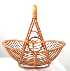 Bohemian Open Weave Hand-Crafted Reed Caning Bamboo Magazine Basket Stand Rack