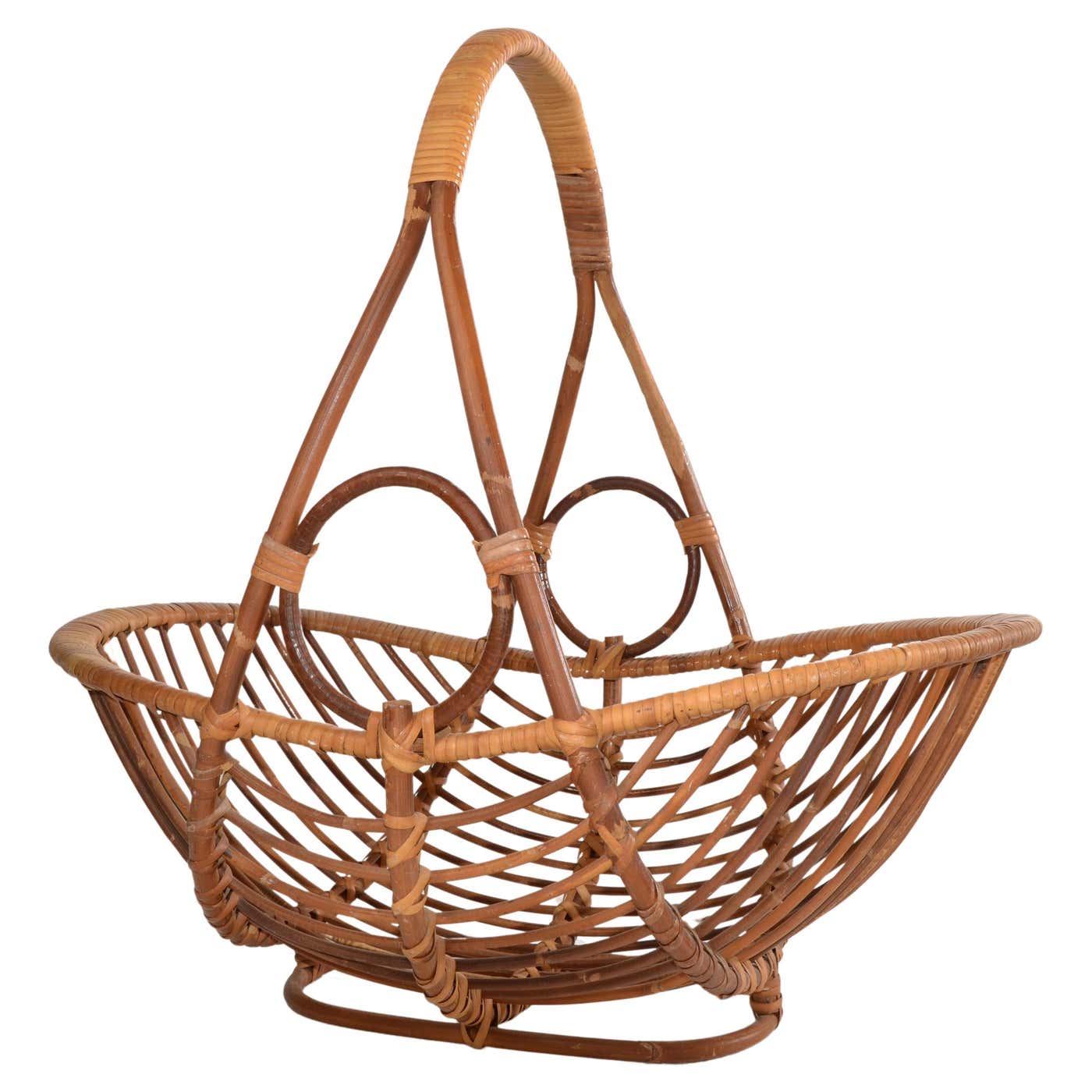 Bohemian Open Weave Hand-Crafted Reed Caning Bamboo Magazine Basket ...
