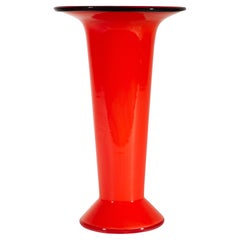 Bohemian Orange Glass Vase in Style of Powolny for Loetz Tango