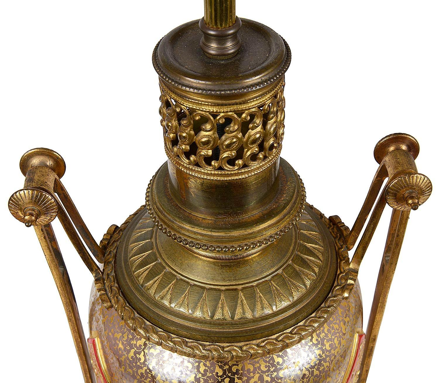 Bohemian overlay glass lamps, circa 1890. In Good Condition For Sale In Brighton, Sussex